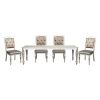 Glamorous Silver Finish Dining Set 5pc Dining Table 4x Side Chairs Crystal Button Tufted Upholstered Modern Style Furniture