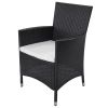 11 Piece Patio Dining Set with Cushions Poly Rattan Black