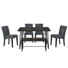 TOPMAX Modern 6-Piece Dining Table Set with V-Shape Metal Legs, Wood Kitchen Table Set with 4 Upholstered Chairs and Bench for 6,Espresso