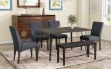 TOPMAX Modern 6-Piece Dining Table Set with V-Shape Metal Legs, Wood Kitchen Table Set with 4 Upholstered Chairs and Bench for 6,Espresso