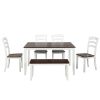 TOPMAX 6 Piece Dining Table Set with Bench, Table Set with Waterproof Coat, Ivory and Cherry