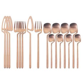 Desserts Soup Coffee Use 16pcs Table Decor Cutlery Sets (Color: Rose Gold)