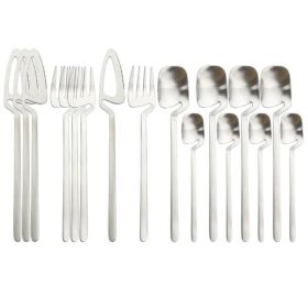 Desserts Soup Coffee Use 16pcs Table Decor Cutlery Sets (Color: Silver)